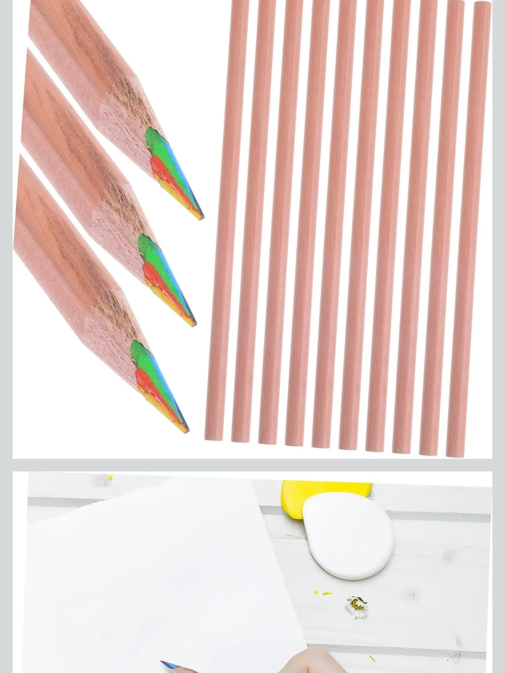 Unbranded Pink Wooden Rainbow Lead Colored Pencil Set — Pink